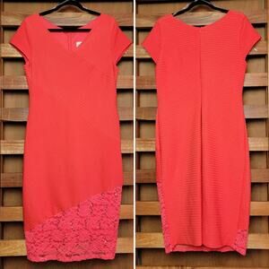 NWOT Miss Kim Vermillion Red Bodycon Lace Embellished Dress, Sz 2XL